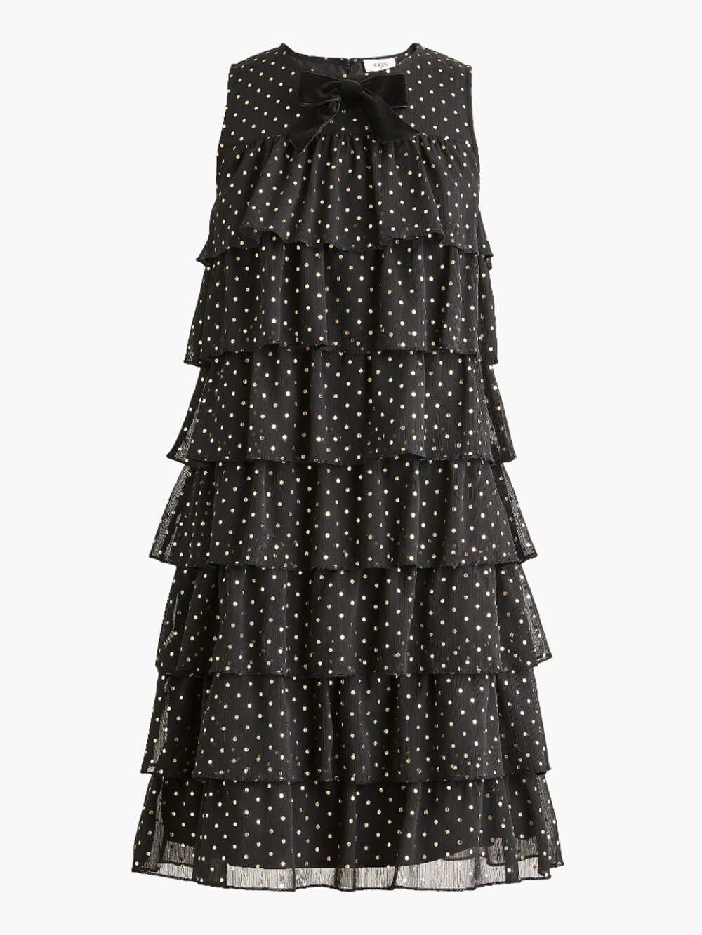 J. Crew Factory Gold Polka Dot Tiered Mini Dress (8) - NWT